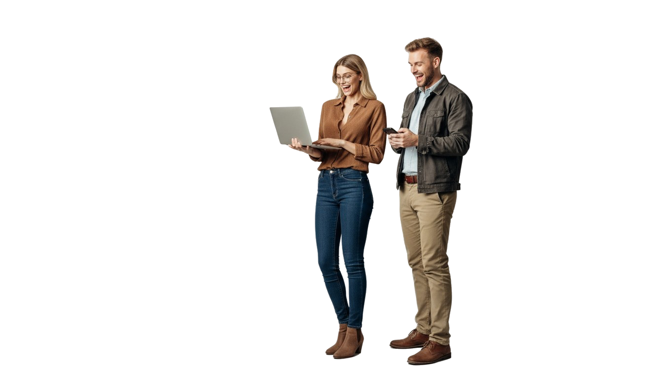 Handwerker mit Laptop und OfferhHub Software